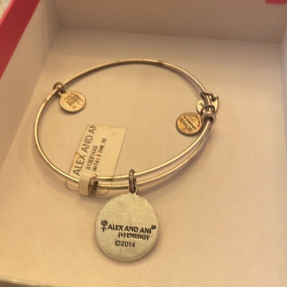 Nwt Alex and Ani charm bangle bracelet initial A monogram energy made USA silver - Picture 6 of 9